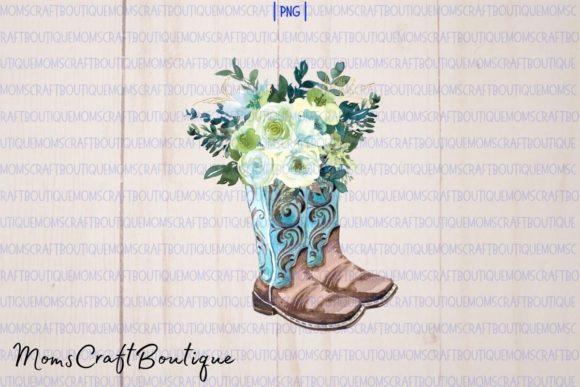 Download Blue Boots with Blue Flowers Sublimation - Sublimation Collection