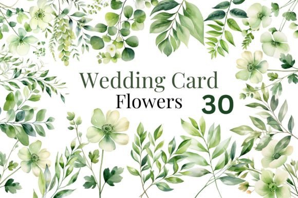 Download Green Wedding Watercolor Flowers Bundle - Watercolor flowers bundle Collection