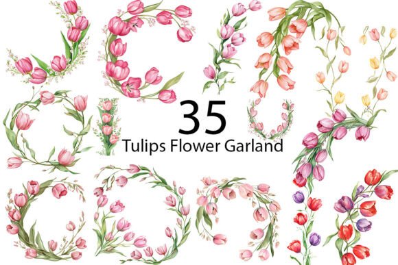 Download Tulips Flower Garland Sublimation - Sublimation Collection