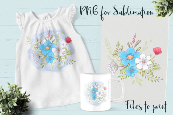 Download Blue Flowers Sublimation. Design Print - Sublimation Collection