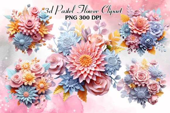 Download 3D Pastel Flower Sublimation Clipart - Sublimation Collection
