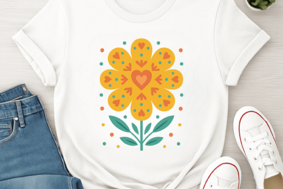 Download Yellow Folk Heart Flower Sublimation - Sublimation Collection