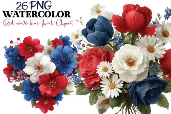 Download Patriotic Watercolor Flowers Bundle - Watercolor flowers bundle Collection