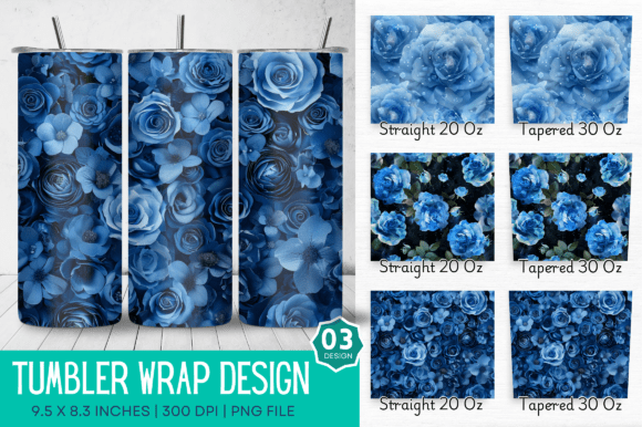 Download Blooming Blue Roses Sublimation Tumbler - Sublimation Collection