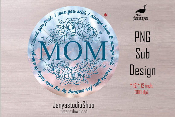 Download Mom Monogram Blue Flowers Sublimation - Sublimation Collection