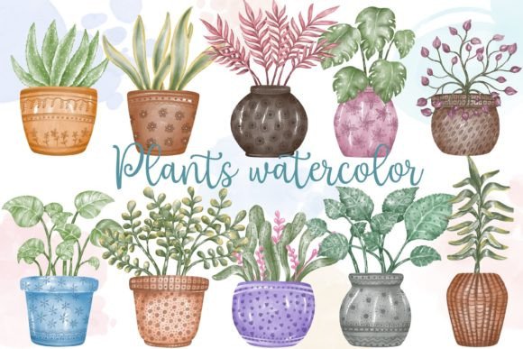 Download Watercolor Plants Pot (clip Art) - Plant Collection