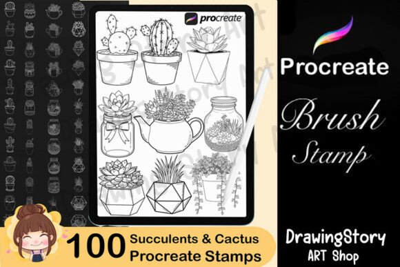 Download 100 Potted Plant Procreate Stamp Brushes - Plant Collection