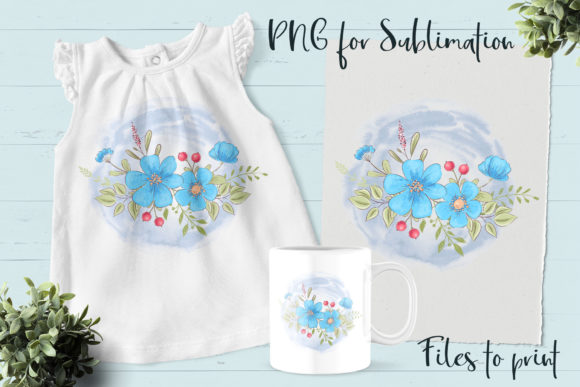 Download Blue Flowers Sublimation. Design Print - Sublimation Collection