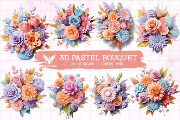 Download 3D Pastel Flower Bouquet Sublimation - Sublimation Collection