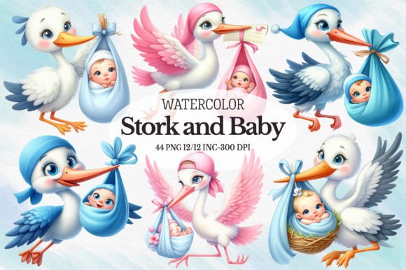 Download Stork and Baby Sublimation Clipart - Sublimation Collection