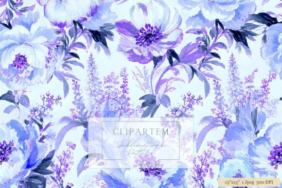 Download Purple Blue Floral Sublimation Pattern - Sublimation Collection
