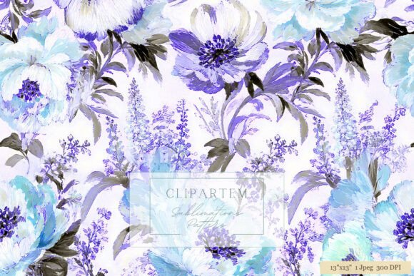 Download Blue Purple Floral Sublimation Pattern - Sublimation Collection