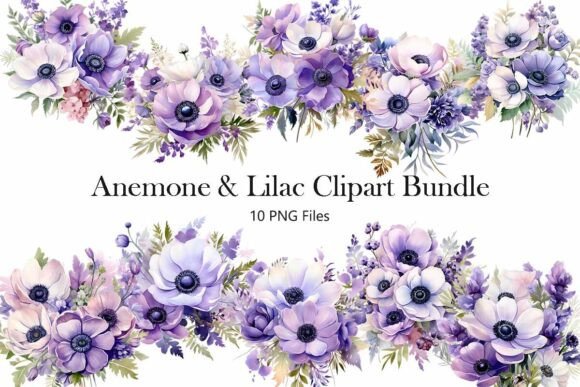 Download Anemone &amp; Lilac Clipart Bundle - Lilac clipart Collection