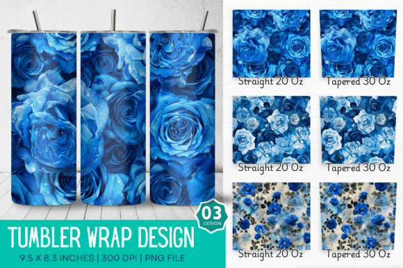 Download Blooming Blue Roses Sublimation Tumbler - Sublimation Collection