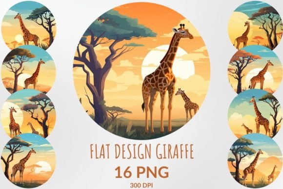 Download Flat Design Giraffe Sublimation - Sublimation Collection