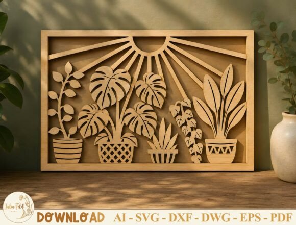 Download 3D Layered Potted Plants SVG - Plant Collection