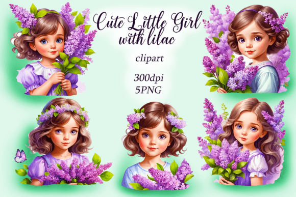 Download Watercolor Girl with Lilac Clipart - Lilac clipart Collection