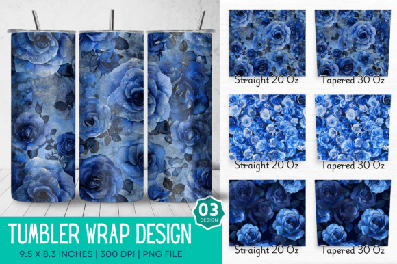 Download Blooming Blue Roses Sublimation Tumbler - Sublimation Collection