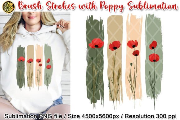 Download 4 Brush Strokes &amp; Red Poppy Sublimation - Sublimation Collection
