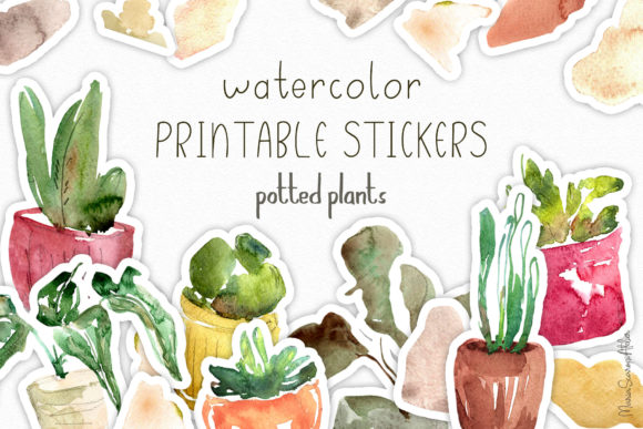 Download Watercolor Plants Printable Stickers - Plant Collection