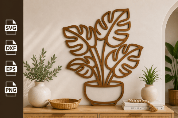 Download Potted Monstera Plant Tree Laser Cut SVG - Plant Collection