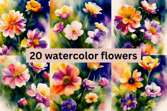 Download 20 Watercolor Flowers Bundle - Watercolor flowers bundle Collection