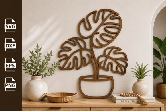 Download Potted Monstera Plant Tree Laser Cut SVG - Plant Collection