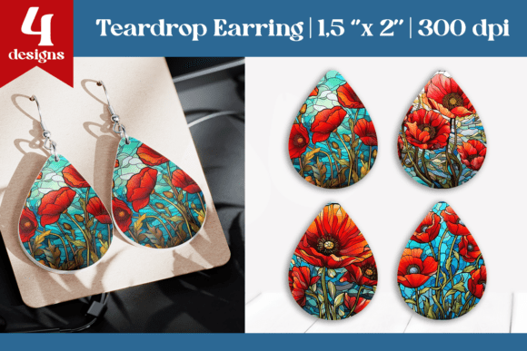 Download Red Poppy Earring Sublimation Design - Sublimation Collection