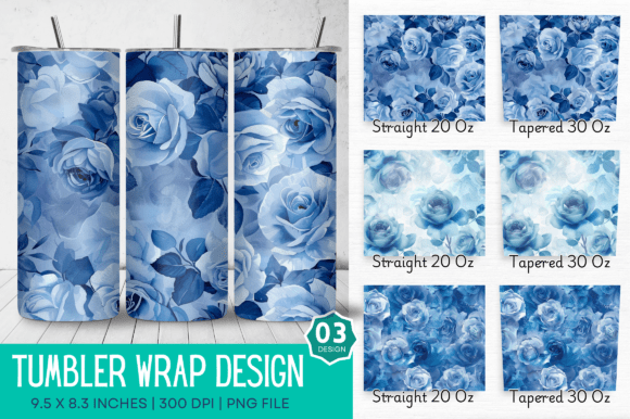 Download Blooming Blue Roses Sublimation Tumbler - Sublimation Collection