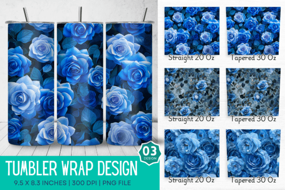 Download Blooming Blue Roses Sublimation Tumbler - Sublimation Collection