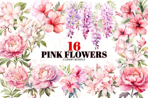 Download Watercolor Pink Flowers Sublimation PNG - Sublimation Collection
