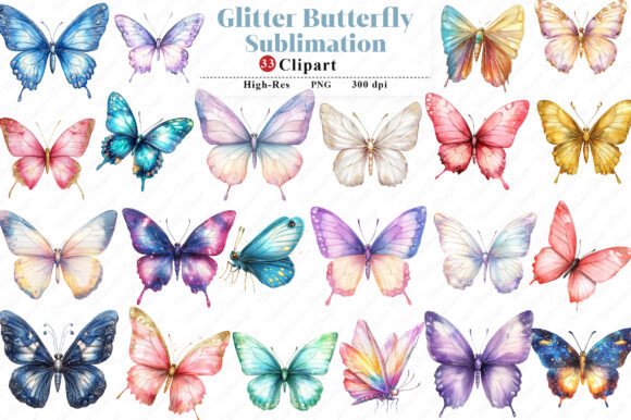 Download Glitter Butterfly Sublimation Clipart - Sublimation Collection