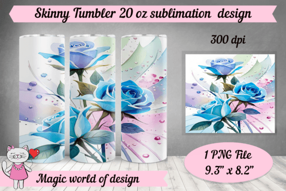 Download Blue Roses Sublimation for Skinny Tumbler - Sublimation Collection