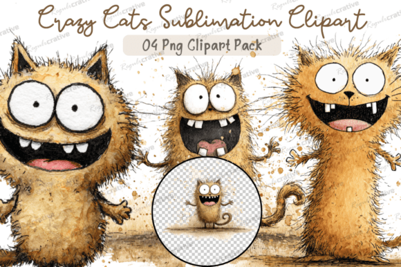 Download Crazy Cats Sublimation Clipart,Funny Cat - Sublimation Collection