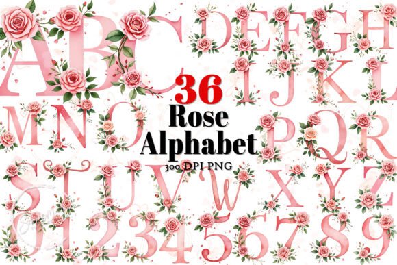 Download Rose Birth Flower Alphabet Sublimation - Sublimation Collection
